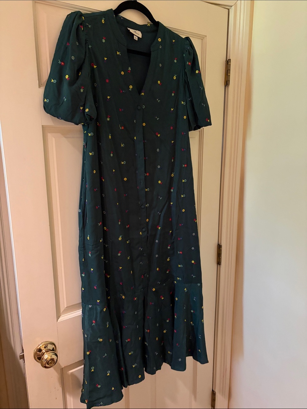 Tuckernuck Emerald Green Floral Button-Front Maxi Dress